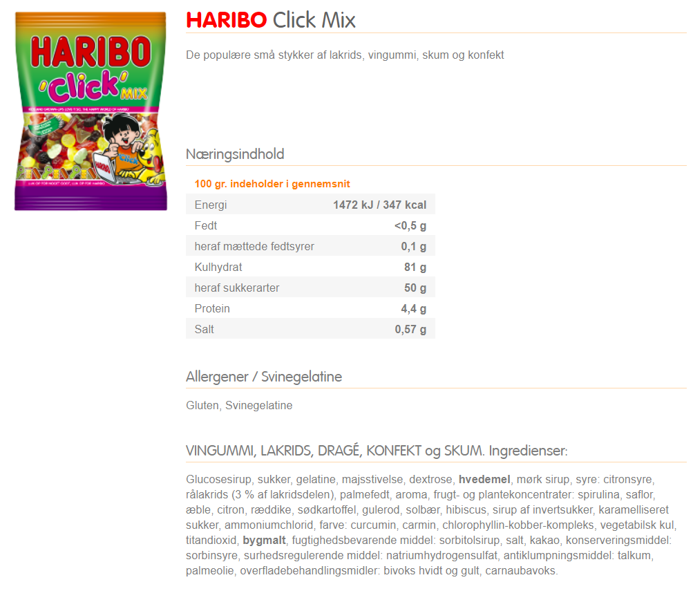 Karina Baagø forklarer om ingredienser i Haribo Click Mix.